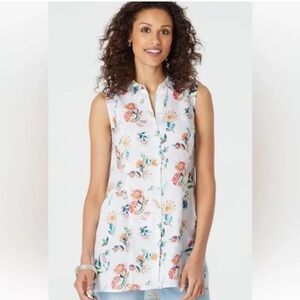 J. Jill 100% linen Floral Sleeveless Women's Top size S